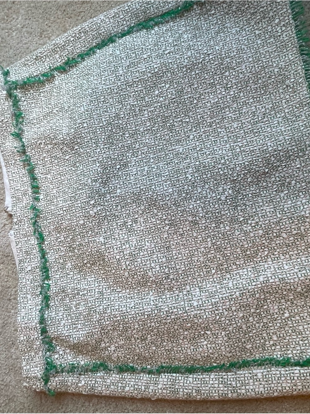 J. Crew Cream and Light Green Textured Skirt